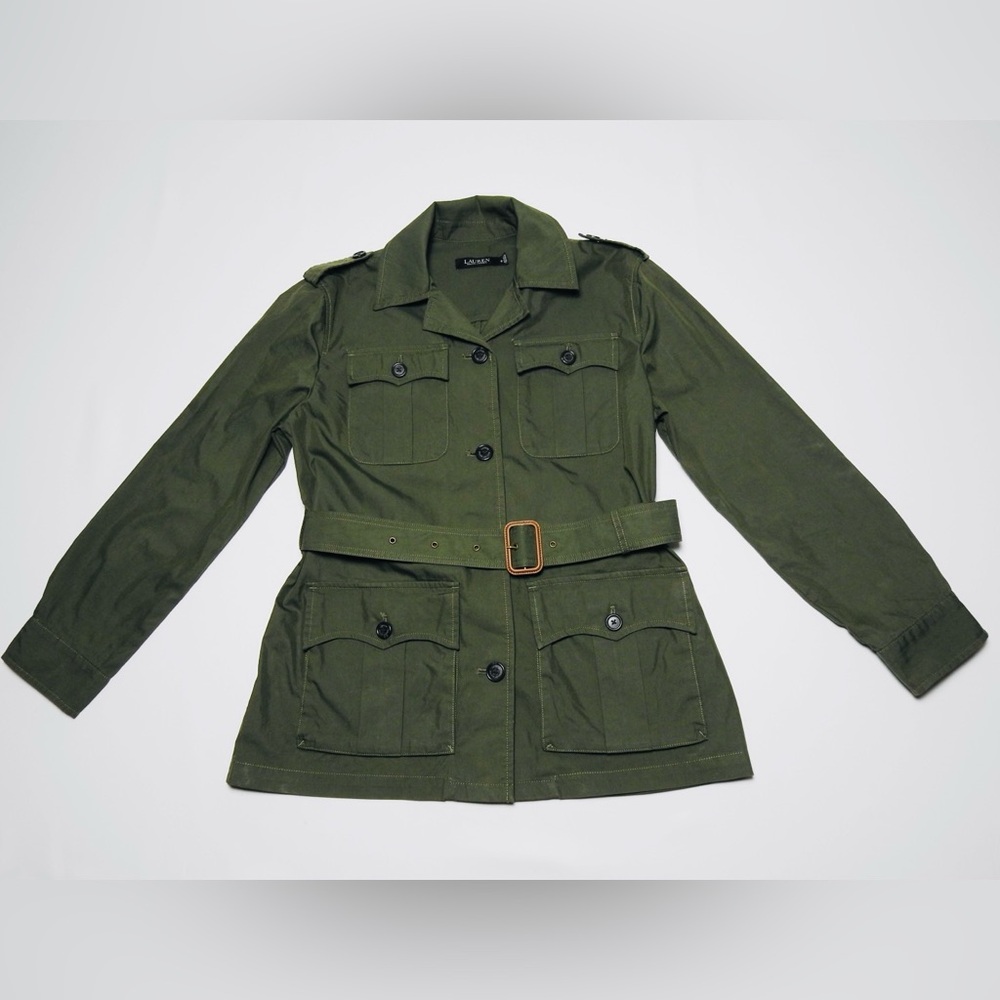 Lauren Ralph Lauren Belted Cotton Twill Field Jacket Size 10 - Picture 3 of 15